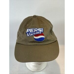 Vintage Pepsi Vanilla Hat Cap Tan Adjustable Strap Back Dad Embroidered Baseball